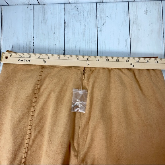 Jessica Holbrook Women Maxi Skirt Set Size L Camel Brown Butter Suede Outfit 2PC - Picture 13 of 13